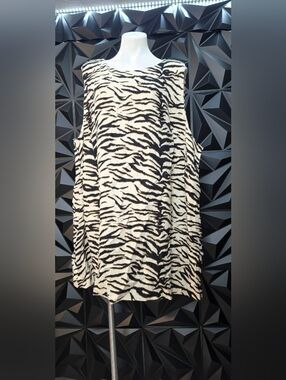 H&M Black & Cream Zebra Print Sleeveless Tunic